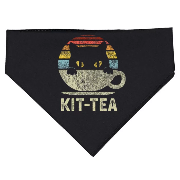 Kit Tea Black Kitty Cat Tea Lover Gift USA-Made Doggie Bandana