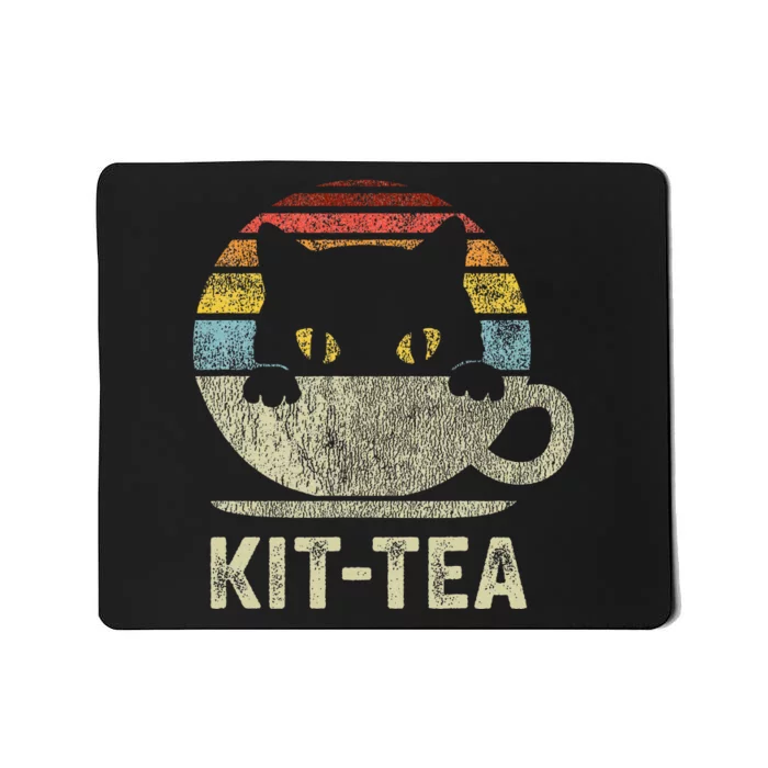 Kit Tea Black Kitty Cat Tea Lover Gift Mousepad