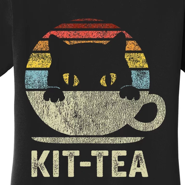 Kit Tea Black Kitty Cat Tea Lover Gift Women's T-Shirt