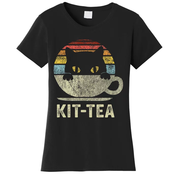 Kit Tea Black Kitty Cat Tea Lover Gift Women's T-Shirt