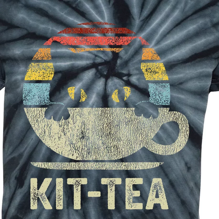 Kit Tea Black Kitty Cat Tea Lover Gift Kids Tie-Dye T-Shirt