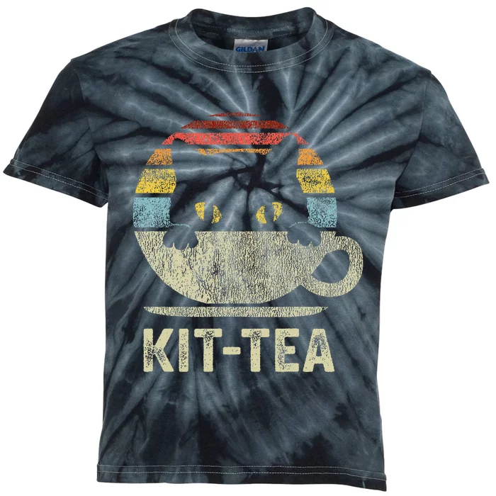 Kit Tea Black Kitty Cat Tea Lover Gift Kids Tie-Dye T-Shirt