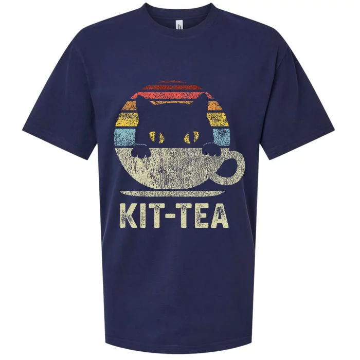 Kit Tea Black Kitty Cat Tea Lover Gift Sueded Cloud Jersey T-Shirt