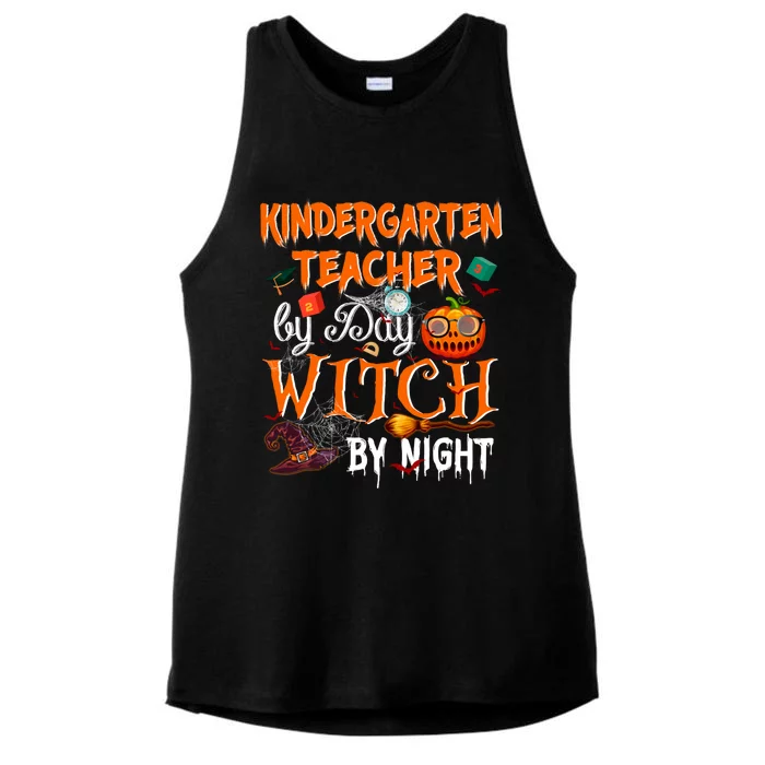 Kindergarten Teacher By Day Witch By Night Funny Gift Ladies Tri-Blend Wicking Tank