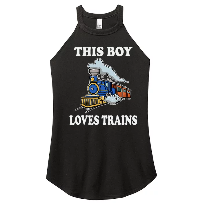 Kids This Boy Loves Trains Wagon Lover Gifts Women’s Perfect Tri Rocker Tank