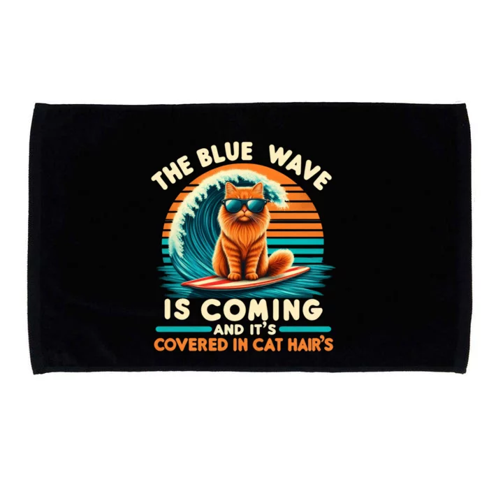 Kamala The Blue Wave Is Coming And ItS Covered In Cat Hairs Gift Microfiber Hand Towel