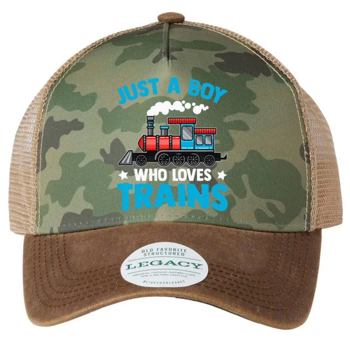 Kids Train Birthday Just A Boy Who Loves Trains Legacy Tie Dye Trucker Hat