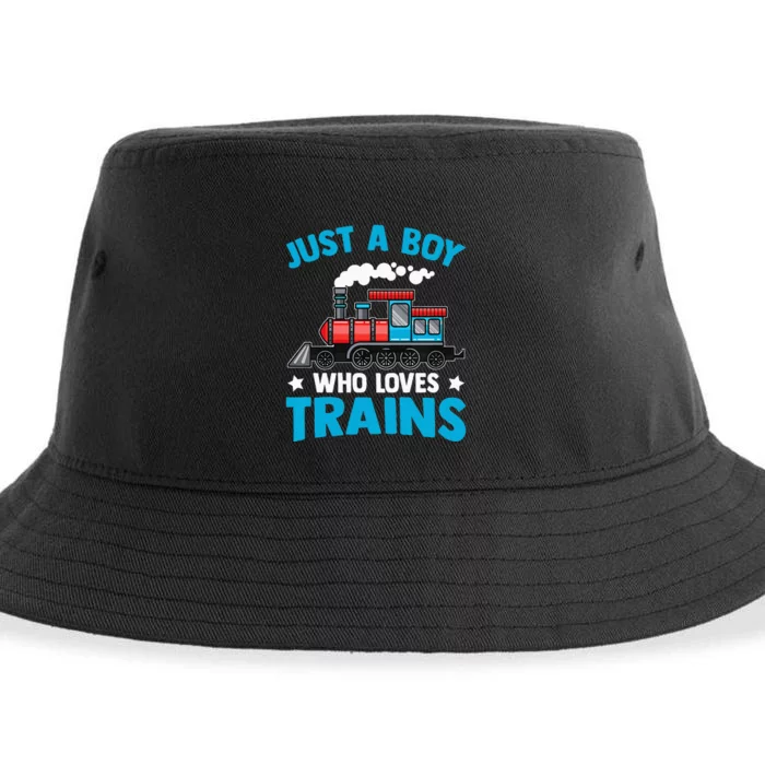 Kids Train Birthday Just A Boy Who Loves Trains Sustainable Bucket Hat