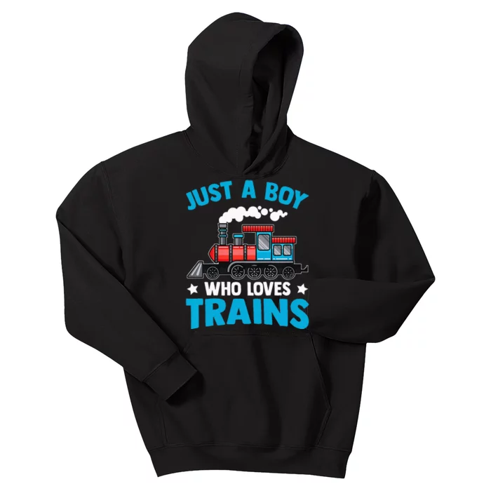 Kids Train Birthday Just A Boy Who Loves Trains Kids Hoodie