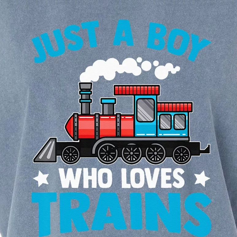 Kids Train Birthday Just A Boy Who Loves Trains Garment-Dyed Women's Muscle Tee