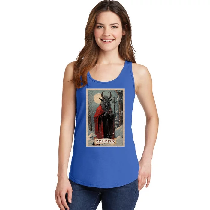 Krampus Tarot Card Design Xmas Hail Santa Christmas Ladies Essential Tank