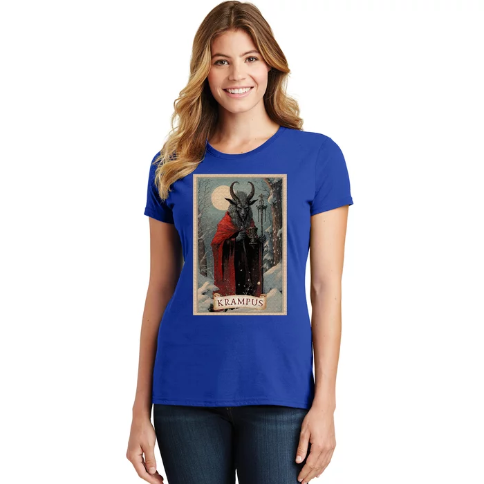 Krampus Tarot Card Design Xmas Hail Santa Christmas Women's T-Shirt