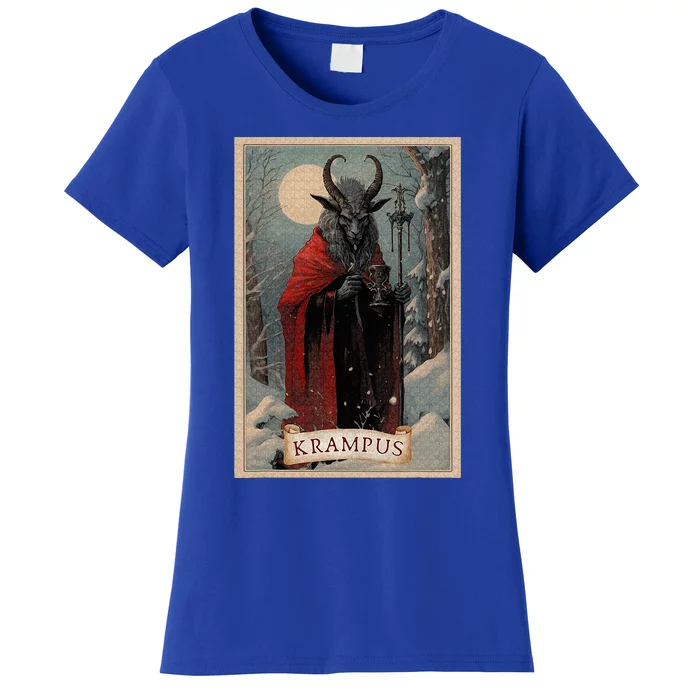 Krampus Tarot Card Design Xmas Hail Santa Christmas Women's T-Shirt