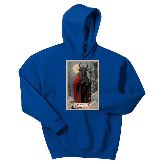 Krampus Tarot Card Design Xmas Hail Santa Christmas Kids Hoodie