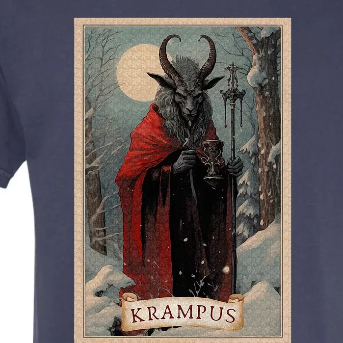 Krampus Tarot Card Design Xmas Hail Santa Christmas Garment-Dyed Heavyweight T-Shirt