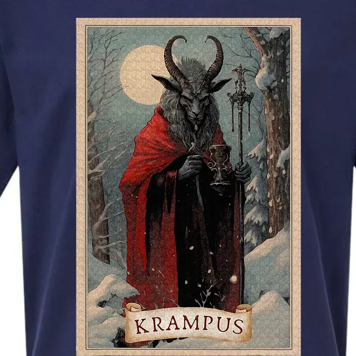 Krampus Tarot Card Design Xmas Hail Santa Christmas Sueded Cloud Jersey T-Shirt