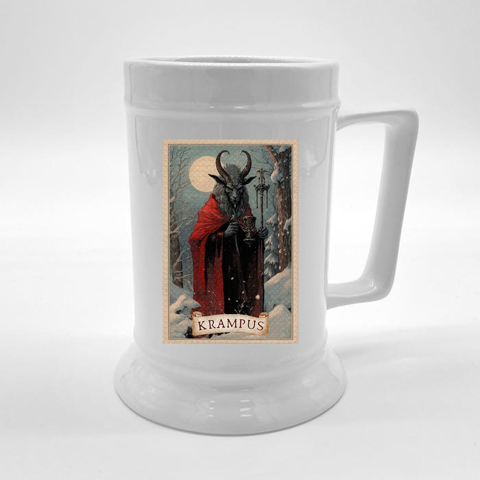 Krampus Tarot Card Design Xmas Hail Santa Christmas Front & Back Beer Stein