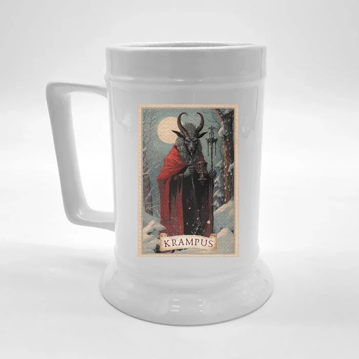 Krampus Tarot Card Design Xmas Hail Santa Christmas Front & Back Beer Stein