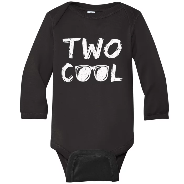 Kids Two Cool 2nd Birthday Gift 2 Year Old Second Bday Baby Long Sleeve Bodysuit