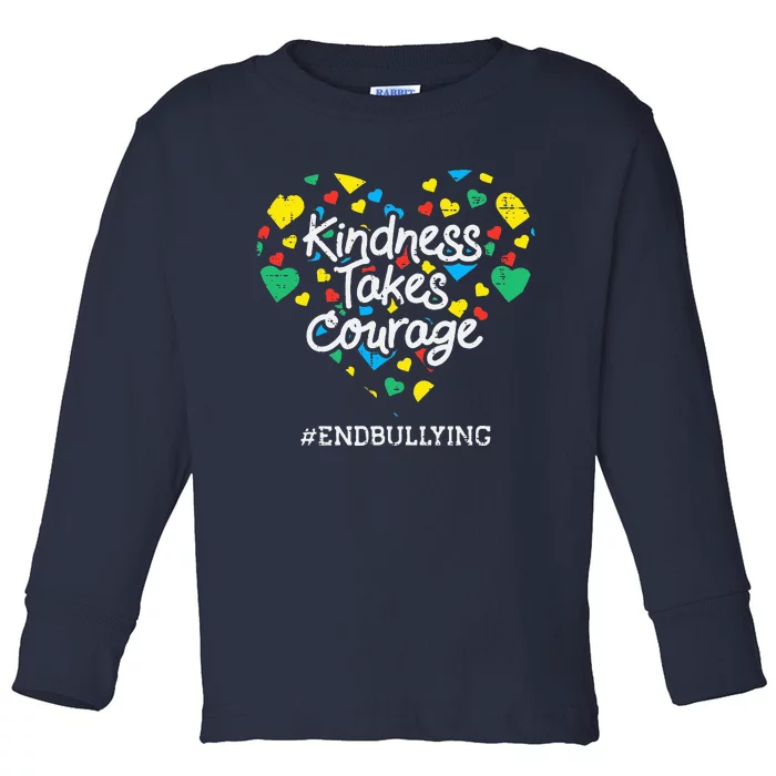 Kindness Takes Courage Heart Orange Anti Bullying Unity Day Toddler Long Sleeve Shirt