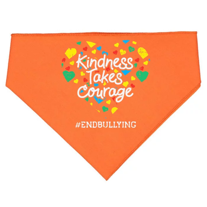 Kindness Takes Courage Heart Orange Anti Bullying Unity Day USA-Made Doggie Bandana