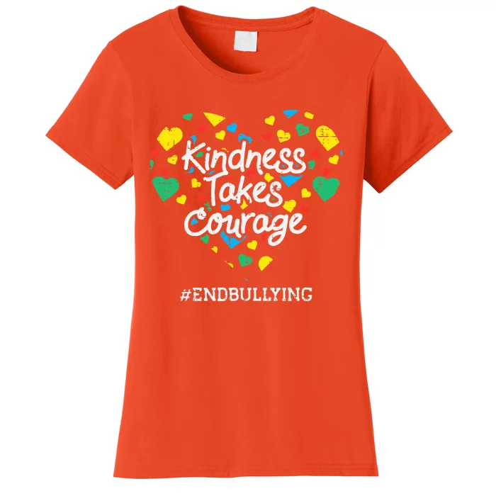 Kindness Takes Courage Heart Orange Anti Bullying Unity Day Women's T-Shirt