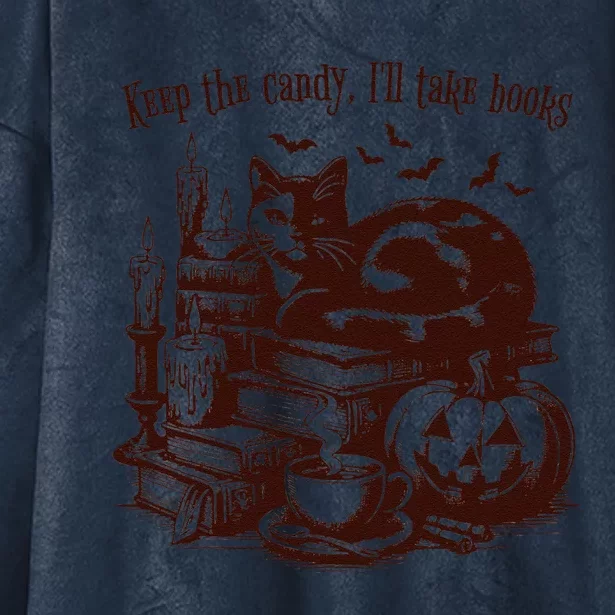 Keep The Candy ILl Take Books Cat Halloween Costume Hooded Wearable Blanket