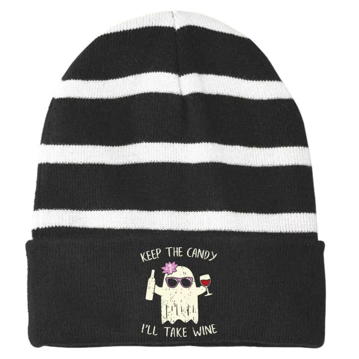 Keep The Candy Funny Halloween Ghost Costume Women Striped Beanie with Solid Band