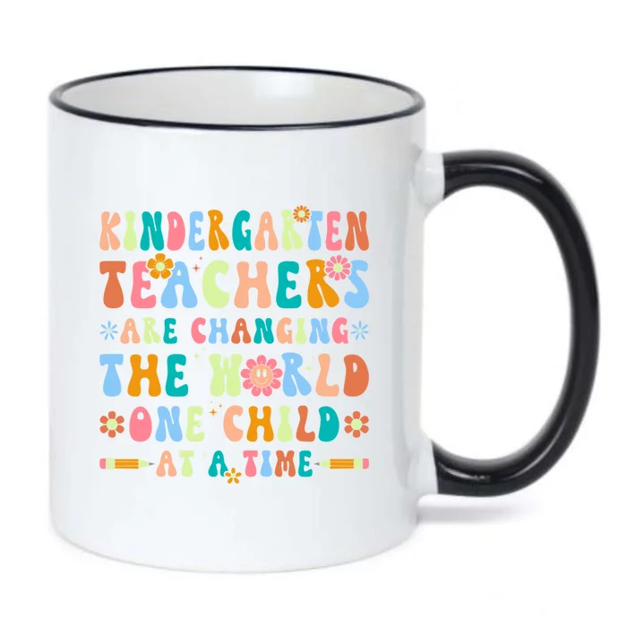 Kindergarten Teachers Changing The World Groovy Preschool Funny Gift Black Color Changing Mug