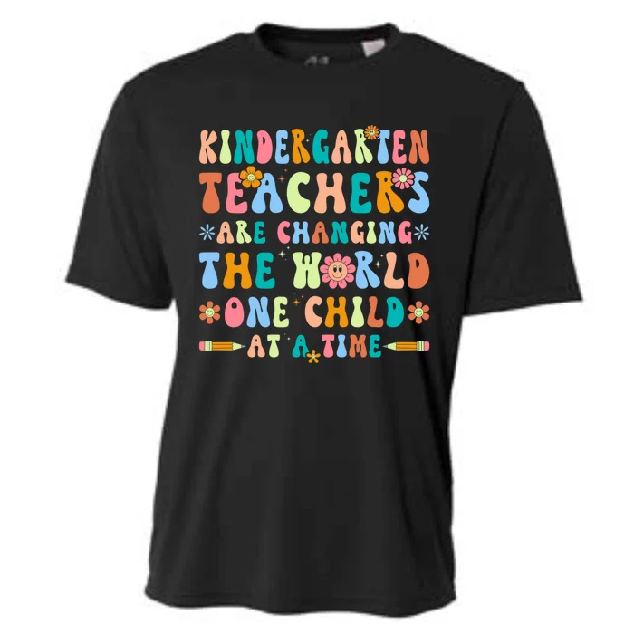 Kindergarten Teachers Changing The World Groovy Preschool Funny Gift Cooling Performance Crew T-Shirt