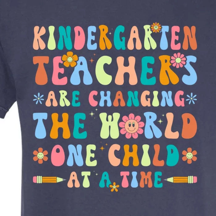 Kindergarten Teachers Changing The World Groovy Preschool Funny Gift Garment-Dyed Heavyweight T-Shirt