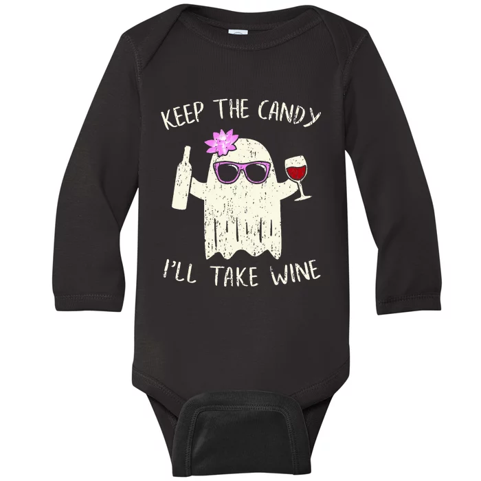 Keep The Candy Funny Halloween Ghost Costume Baby Long Sleeve Bodysuit