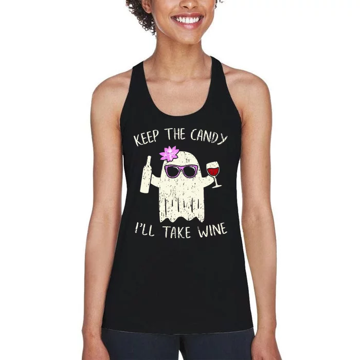 Keep The Candy Funny Halloween Ghost Costume Women's Racerback Tank