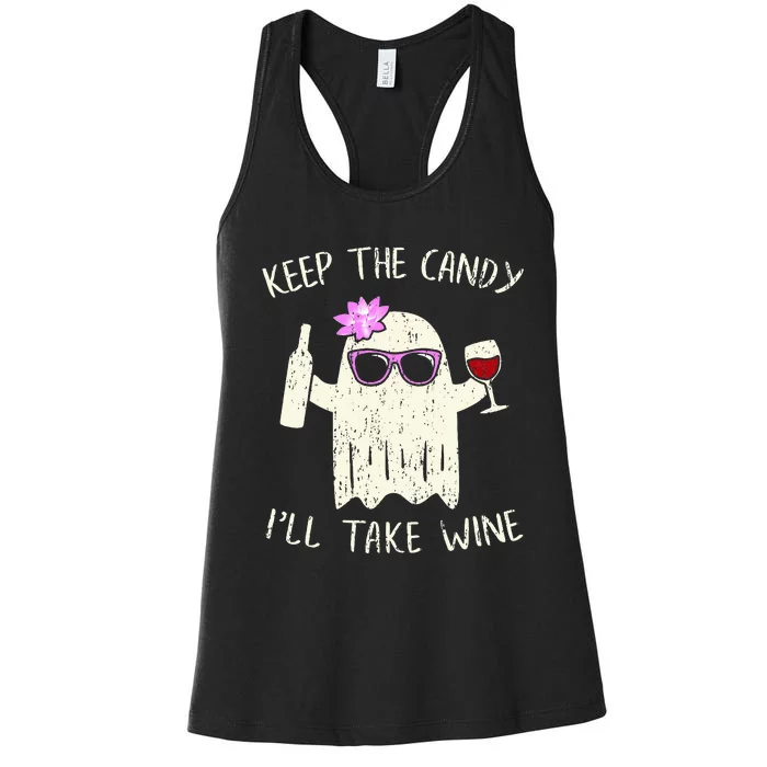 Keep The Candy Funny Halloween Ghost Costume Women's Racerback Tank