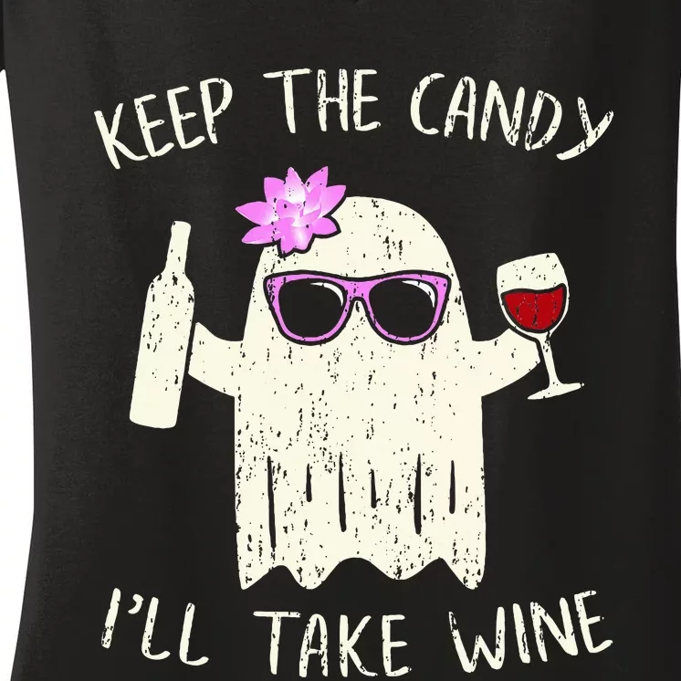 Keep The Candy Funny Halloween Ghost Costume Women's V-Neck T-Shirt