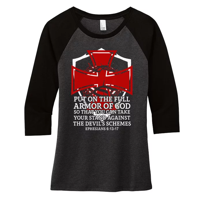 Knight Templar Christian Armor Of God Women's Tri-Blend 3/4-Sleeve Raglan Shirt