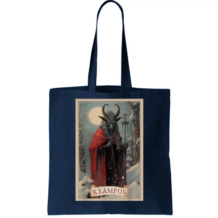 Krampus Tarot Card Design Xmas Hail Santa Christmas Tote Bag