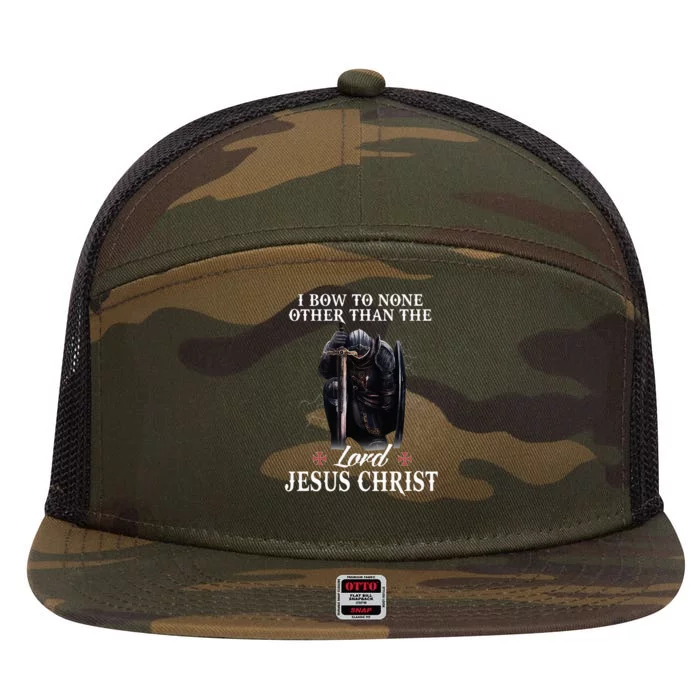 Knight Templar Christian I Bow To The Lord Jesus Christ 7 Panel Mesh Trucker Snapback Hat