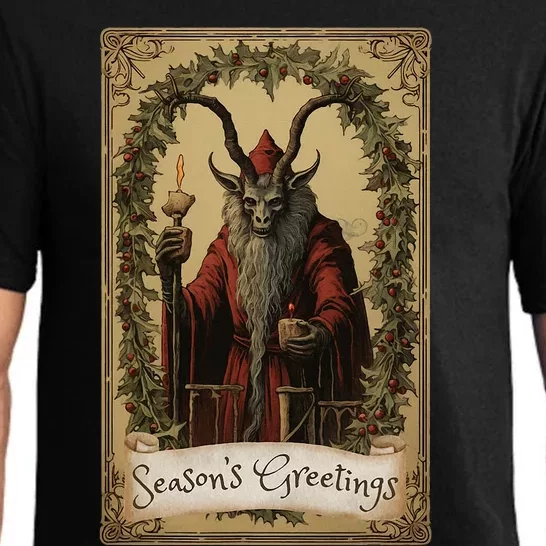 Krampus Tarot Card Design Christmas Season Evil Pajama Xmas Pajama Set