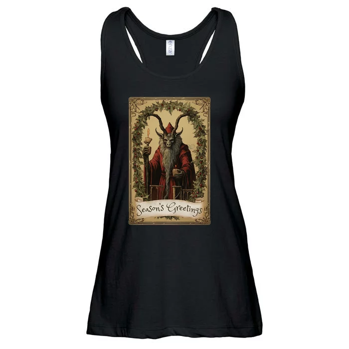 Krampus Tarot Card Design Christmas Season Evil Pajama Xmas Ladies Essential Flowy Tank