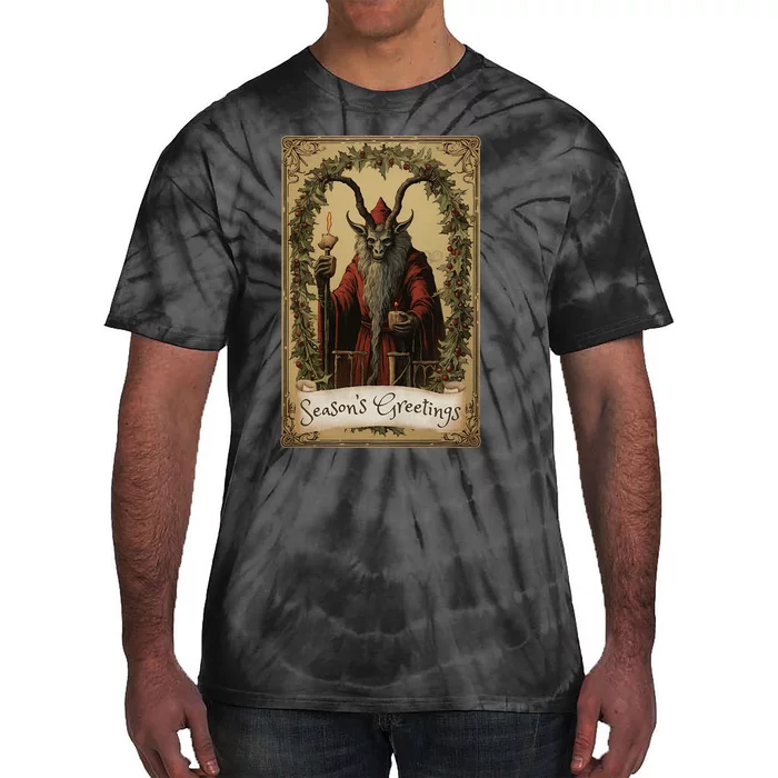 Krampus Tarot Card Design Christmas Season Evil Pajama Xmas Tie-Dye T-Shirt