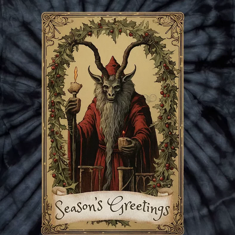 Krampus Tarot Card Design Christmas Season Evil Pajama Xmas Tie-Dye T-Shirt