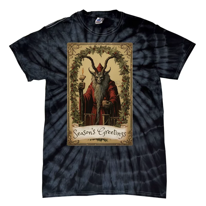 Krampus Tarot Card Design Christmas Season Evil Pajama Xmas Tie-Dye T-Shirt