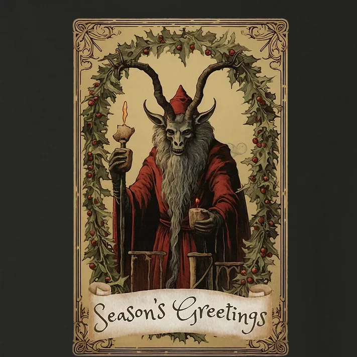 Krampus Tarot Card Design Christmas Season Evil Pajama Xmas Toddler Long Sleeve Shirt