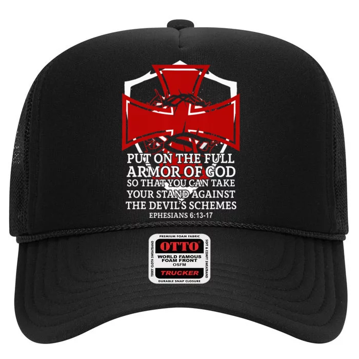 Knight Templar Christian Armor Of God High Crown Mesh Trucker Hat