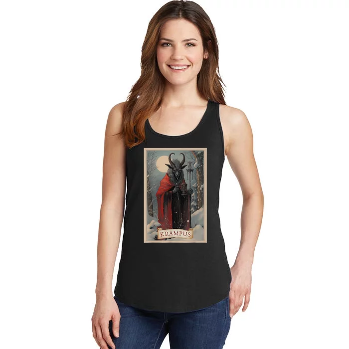 Krampus Tarot Card Design Xmas Hail Santa Christmas Ladies Essential Tank