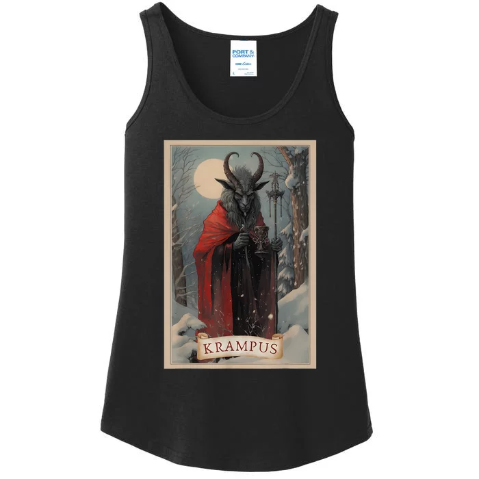 Krampus Tarot Card Design Xmas Hail Santa Christmas Ladies Essential Tank