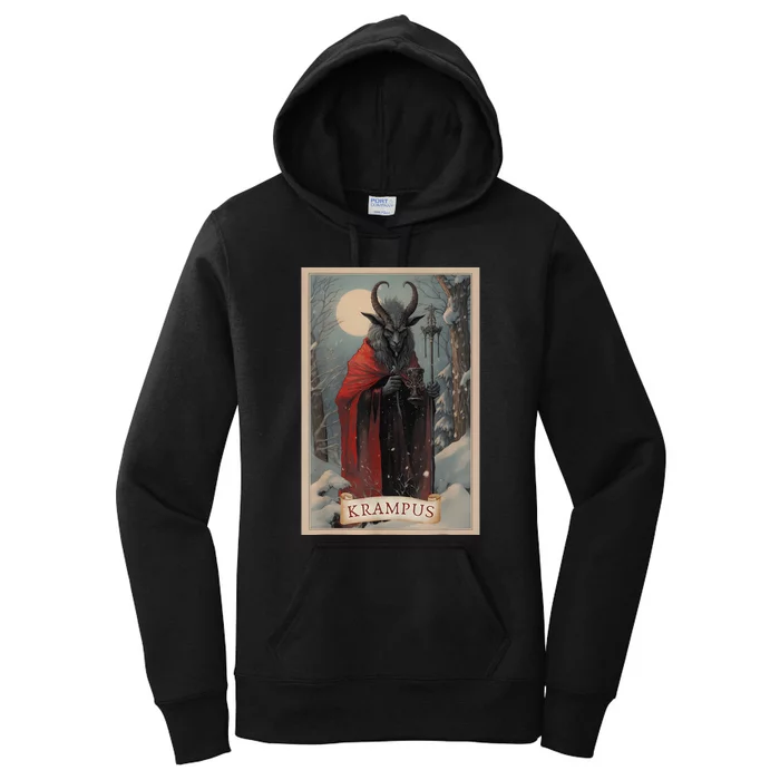 Krampus Tarot Card Design Xmas Hail Santa Christmas Women's Pullover Hoodie