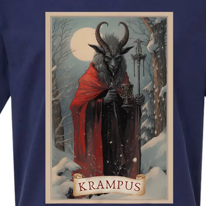 Krampus Tarot Card Design Xmas Hail Santa Christmas Sueded Cloud Jersey T-Shirt