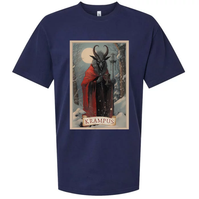 Krampus Tarot Card Design Xmas Hail Santa Christmas Sueded Cloud Jersey T-Shirt